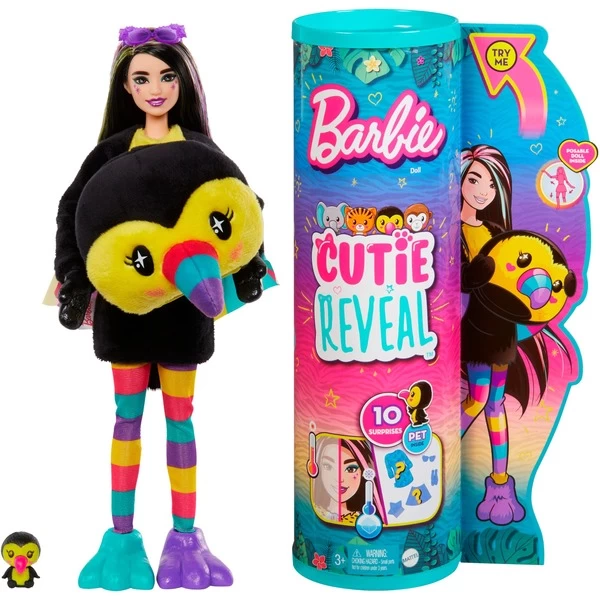 Mattel Barbie Cutie Reveal Dschungel Serie - Tukan, Puppe