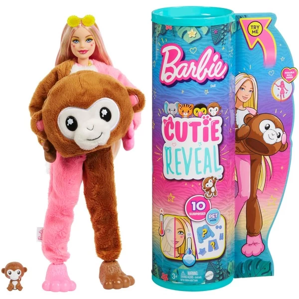 Mattel Barbie Cutie Reveal Dschungel Serie - Äffchen, Puppe