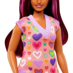 Mattel Barbie Fashionistas-Puppe Mit Pinkfarbenen Strähnen Und Kleid Mit Herzaufdruck -Mattel Geschäft Mattel Barbie Fashionistas Puppe mit pinkfarbenen Str hnen und Kleid mit Herzaufdruck@@1919160 3