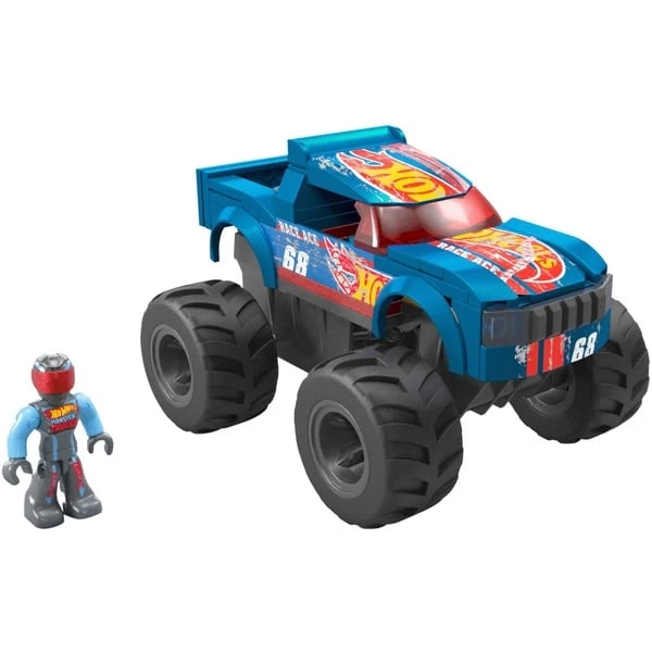 Mattel MEGA Hot Wheels Smash-und-Crash Race Ace Monster Truck, Konstruktionsspielzeug